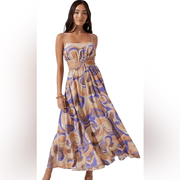 ASTR Sanger Dress In Purple Peach Swirl Features Size Medium.  #115 - Picture 1 of 11